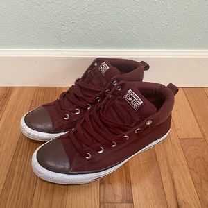 Mid Converse, Maroon and White, Like new